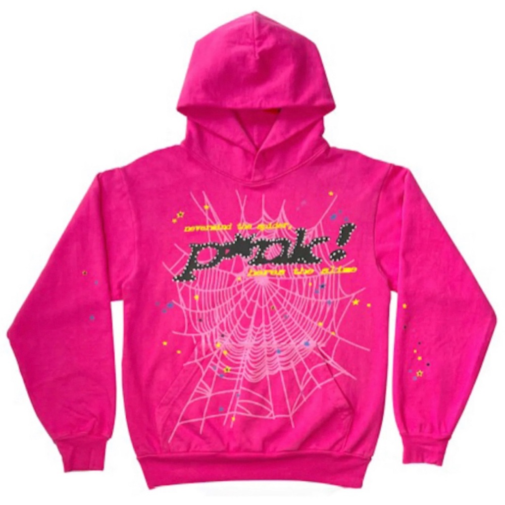 Vibrant Pink Spider Web Graphic Hoodie Sweatshirt